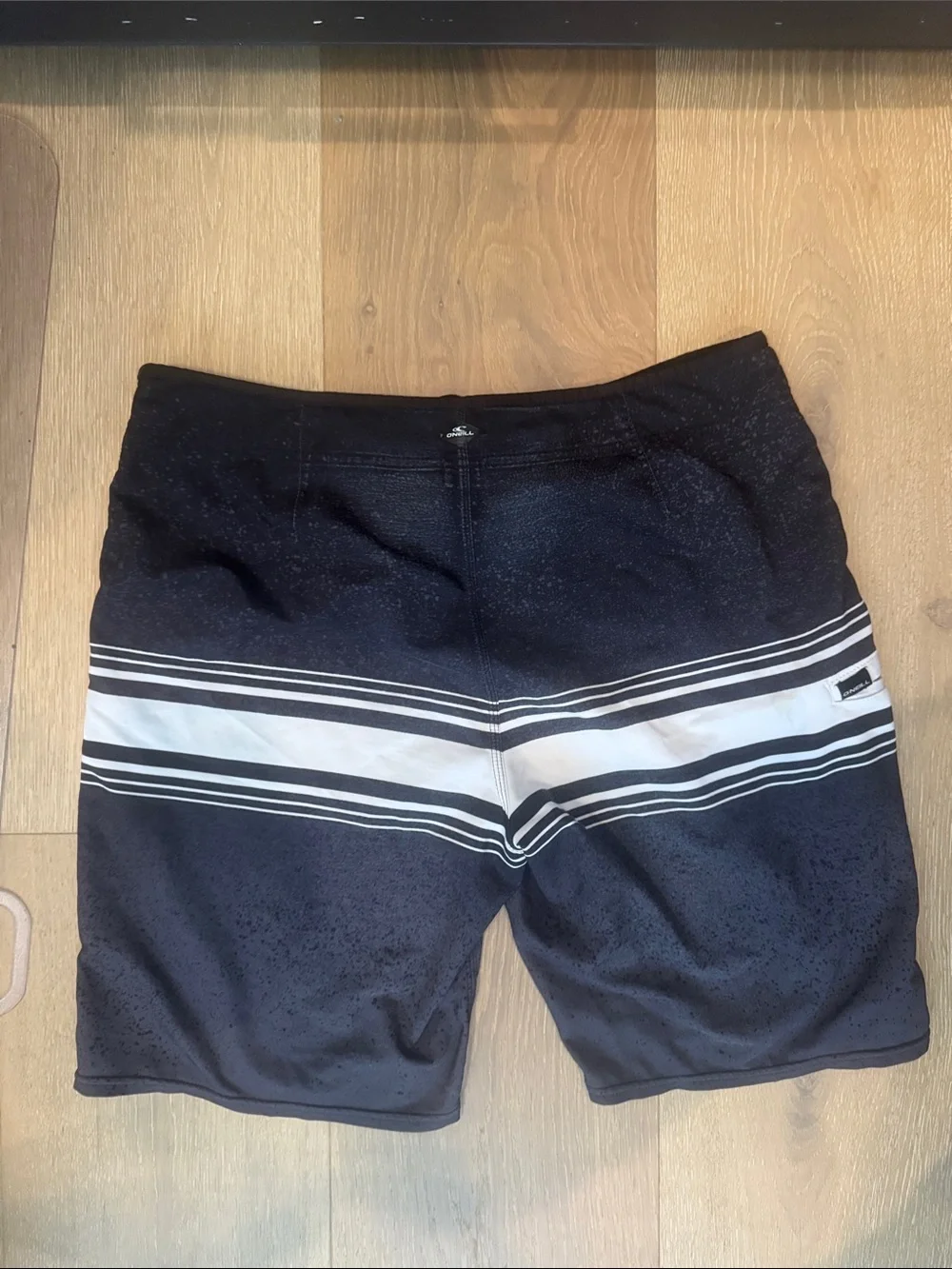 O'Neill Black Board Shorts with White Stripes
